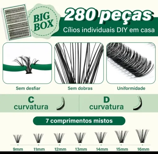 Kit Cílios Postiços Extensão De Cílios Clássico Keyyou 9-16