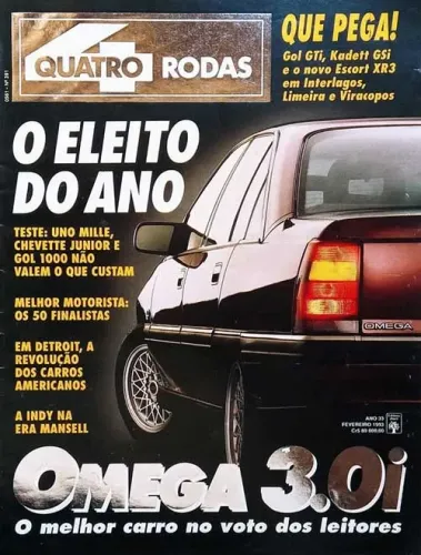Revista Quatro Rodas 1993 - Omega CD 3.0i pôster, Gol GTI, Kadett GSI, Escort XR3 2.0i