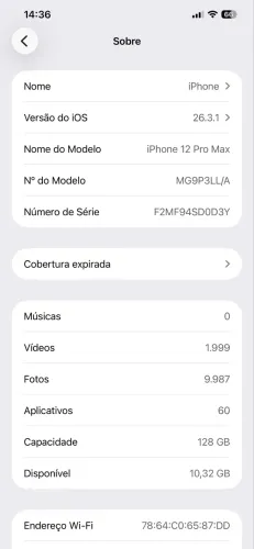 Oportunidade IPhone 12 Pro Max 128gb 