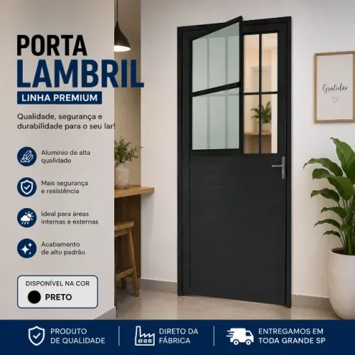 Porta Lambril social 210x80 Premium em Alumínio - Direto da Fábrica
