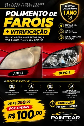Polimento de faróis em Fortaleza por 100$