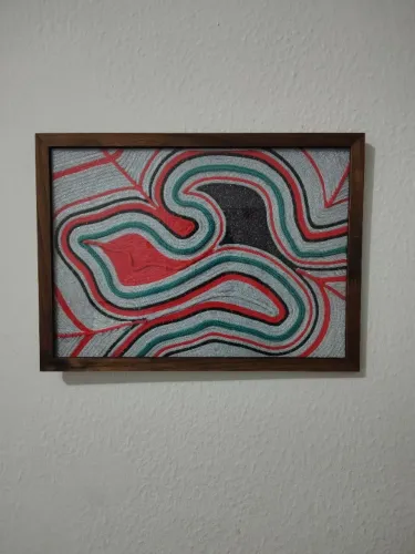 Quadro abstrato com fio náutico