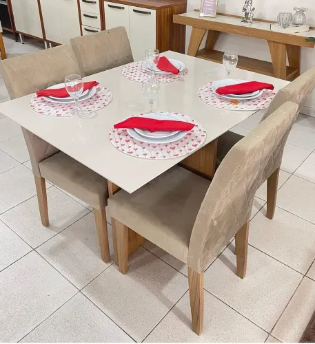 Mesa de Jantar 4 Cadeiras Poliman Helô 120x80 - Nvoo e embalado!!