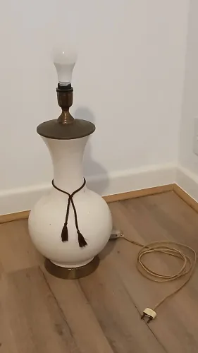 Base Abajur Grande Antigo Anos 60 Cerâmica Vintage Marfim