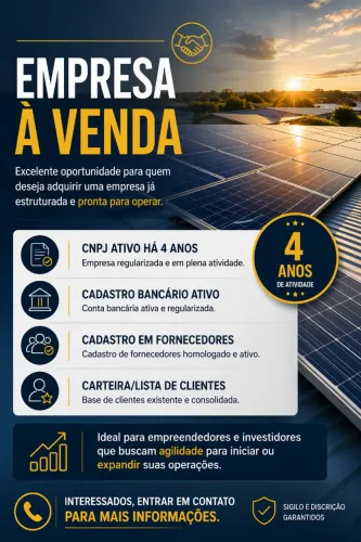 Empresa de Energia Solar à Venda