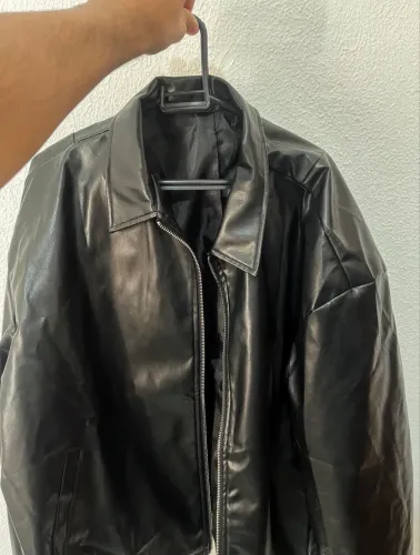 Jaqueta Masculina AXEPEAK Preta Estilo Grunge/Biker - Casual