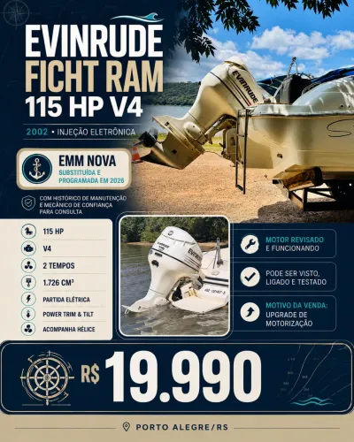 MOTOR DE POPA LANCHA - EVINRUDE FICHT RAM 115 HP | 2002 | REVISADO