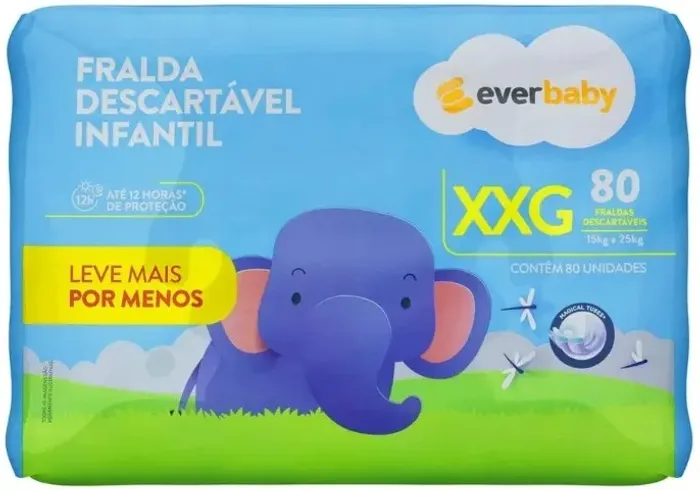 Fralda Ever Baby XXG 80 tiras