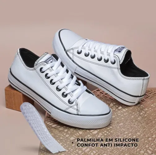 Tênis Converse All Star - Couro - Branco/Caramelo 