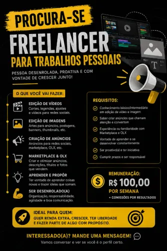 Contrata-se freelancer para trabalhos digitais