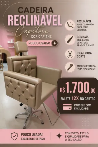Cadeira Reclinável Capitô para Salão, Corte e Maquiagem ? Pouco Usada