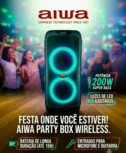 Party Box Aiwa Super Bass 200W - Nova, sem uso na caixa! ?