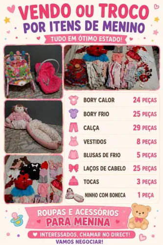 Vendo coisas de bebê menina.