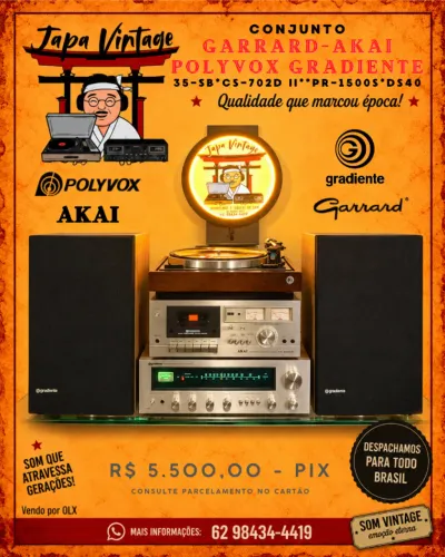 Lindo Conjunto Vintage GARRARD - GRADIENTE - AKAI - POLYVOX