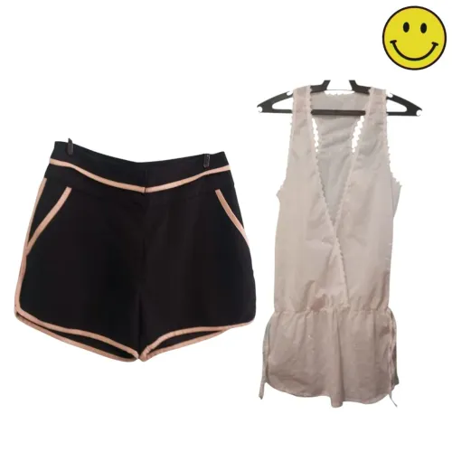 Kit short preto e blusa branca fofa feminino estiloso