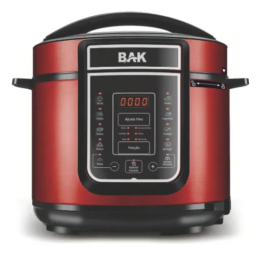 Panela Pressão Elétrica Bak 5L Vermelha Inox 60Hz Desligamento Automático