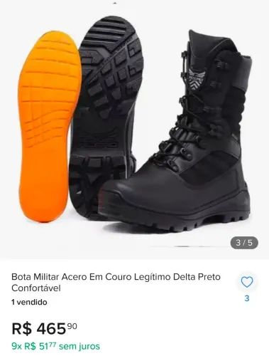 Bota Coturno Militar Acero Couro Delta Preto - 43
