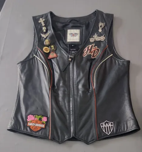 COLETE FEMININO COURO ORIGINAL HARLEY DAVIDSON