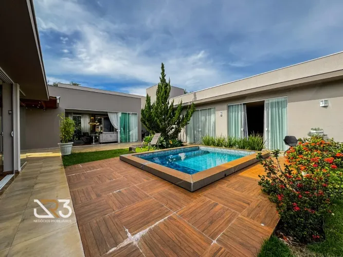 Casa em condomínio para locação no Terras de Canaã com piscina, espaço gourmet e 4 vagas e