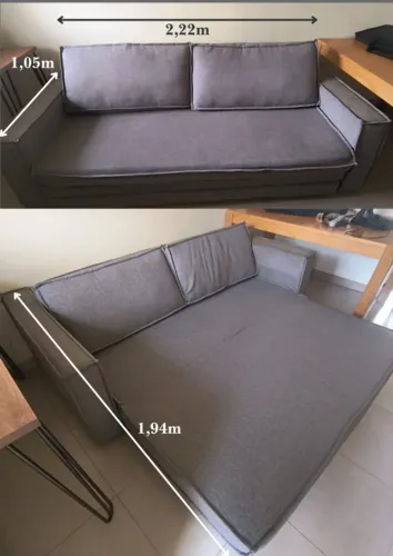 Sofá cama de linho 