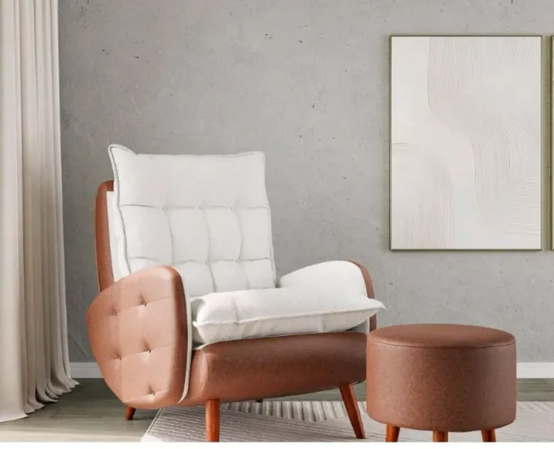 Poltrona com Puff Corino Marrom/Cinza Eloá Plus 73cm Marrom/Cinza