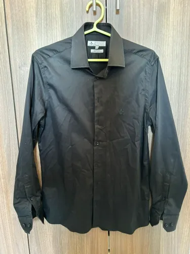 Camisa Social Dudalina Preta Slim Fit Algodão Egípcio Tam 40