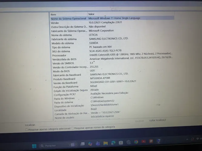 Notebook Samsung 