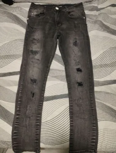 Calça Modelo Jogador Skinny Botão Estilosa, Cor Grafite, Marca Brow Jeans X.O, Tamanho 36.