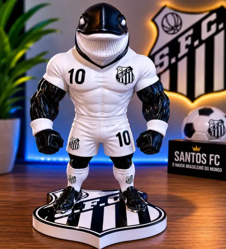 Estátua Mascote Santos FC 25cm Impressa em 3D Decoração Futebol