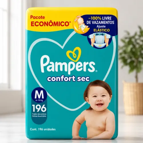 Fralda Pampers Confort Sec Ultra M 196 Unidades