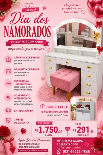 Camarim já com lampadas + banqueta de brinde + sapateira de brinde extra
