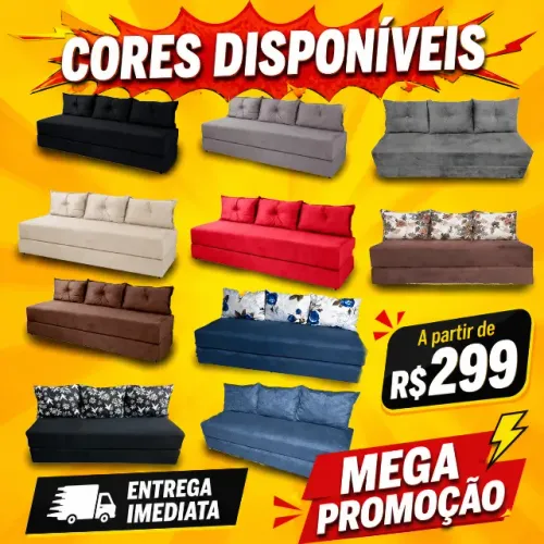 Sofá-cama (sofanete) 3 lugares, diversas cores. direto da fabrica, vai embalado !!