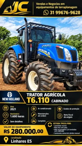 Trator agricola New Holland T6.110 cabinado