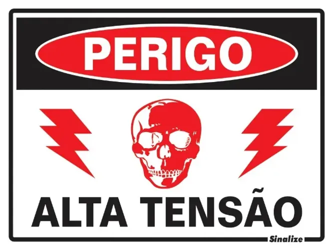 PLACA EM POLIESTIRENO 15X20CM - PERIGO ALTA TENSÃO