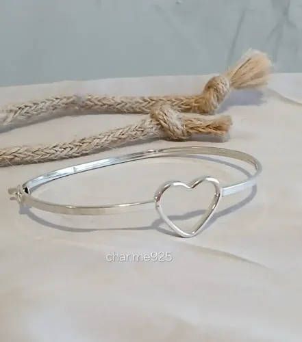 Bracelete Infantil Coração Vazado - Prata 925 Legítima