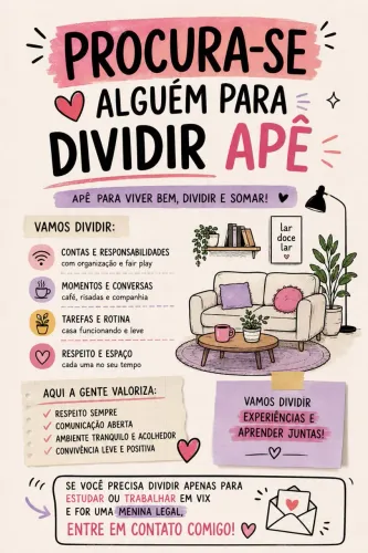 PROCURA-SE ALGUÉM PARA DIVIDIR APÊ | JARDIM DA PENHA