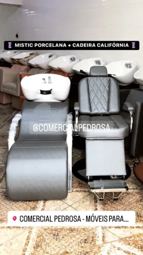 Kit para Barbearia Cadeira de Barbeiro Reclinável + Lavatório Cuba de Porcelana Novo