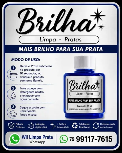 ? Limpa Pratas Brilha 35 ml - Deixe sua prata como nova! ?