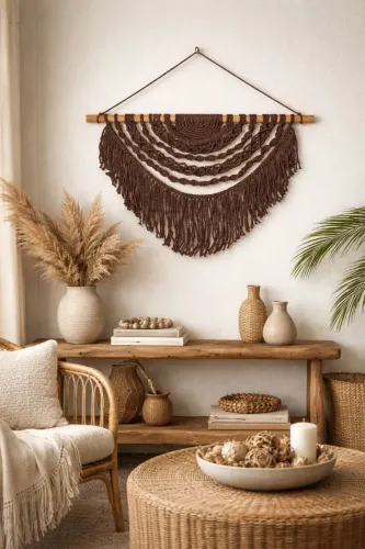Painel Macramê Boho Meia Lua