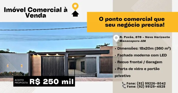 Ponto Comercial Moderno 360m² (18x20) - Novo Horizonte
