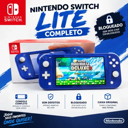 Nintendo Switch Lite Azul + Caixa e Carregador Original