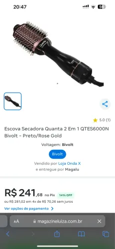 Escova secadora Quanta 2 em 1 Bivolt
