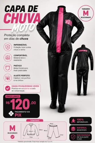 CAPA DE CHUVA FEMININA BLACK/PINK