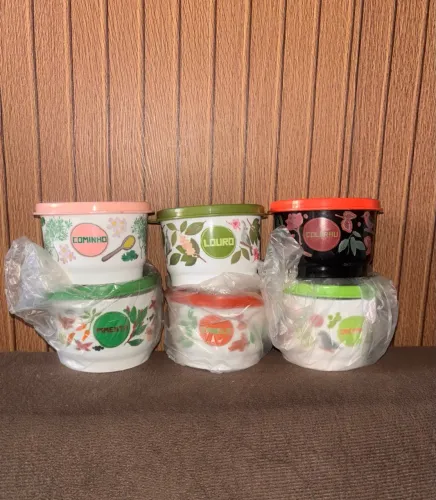 Kit com 6 Potes Tupperware Originais - Novos e Decorados