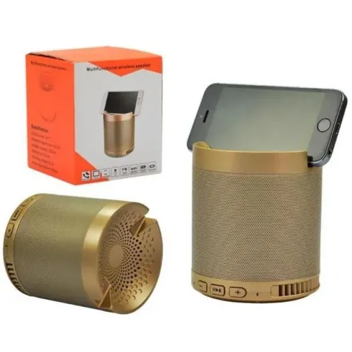 Caixa De Som Bluetooth Q3 Mp3 E Aux Com Suporte Celular 5w - R$ 59,99