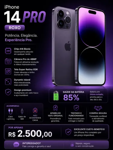 iPhone 14 Pro Roxo, 128Gb