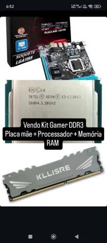Kit Gamer Xeon E3-1230 V2 + Placa Mãe LGA1155 + Memória DDR3 Kllisre