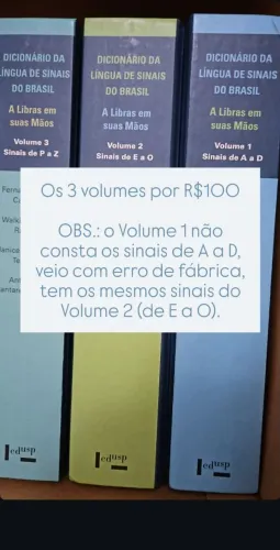 3 Volumes do Dicionário da Língua de Sinais do Brasil