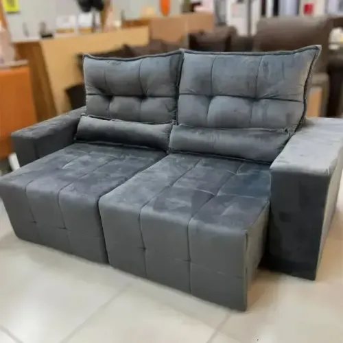 Oferta Sofá Retrátil e Reclinável Lisboa Cinza Novo
