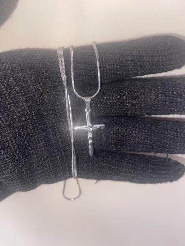 Corrente prata aço 1,5 mm 70,cm com crussifixo